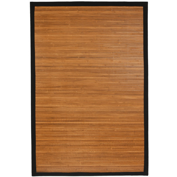 Breakwater Bay Locher Bamboo Slat/Seagrass Area Rug in Burnt Bamboo